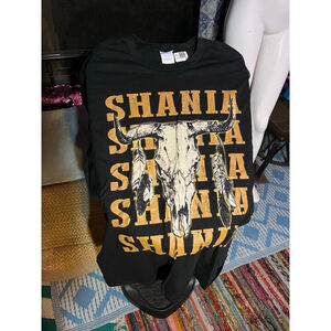 Women's Port & Company Black Gold Shania Twain Skull Short Sleeve Tee L